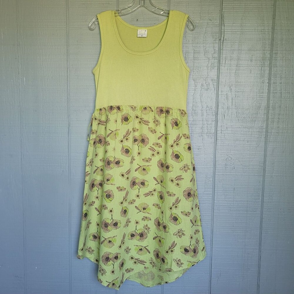 Click‎ 100% Linen Sleeveless Handkerchief-Hem Breathable Cottagecore Dress. Sz M